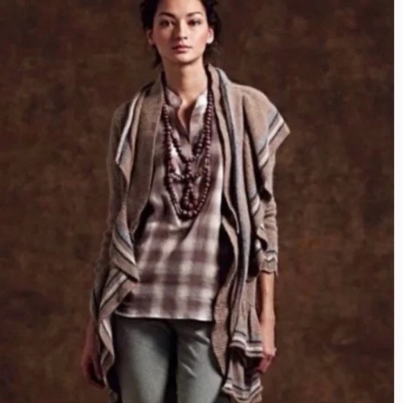 Anthropologie Sparrow Tan Knit Every Which Way Wool Angora Cardigan Sweater - Picture 2 of 8